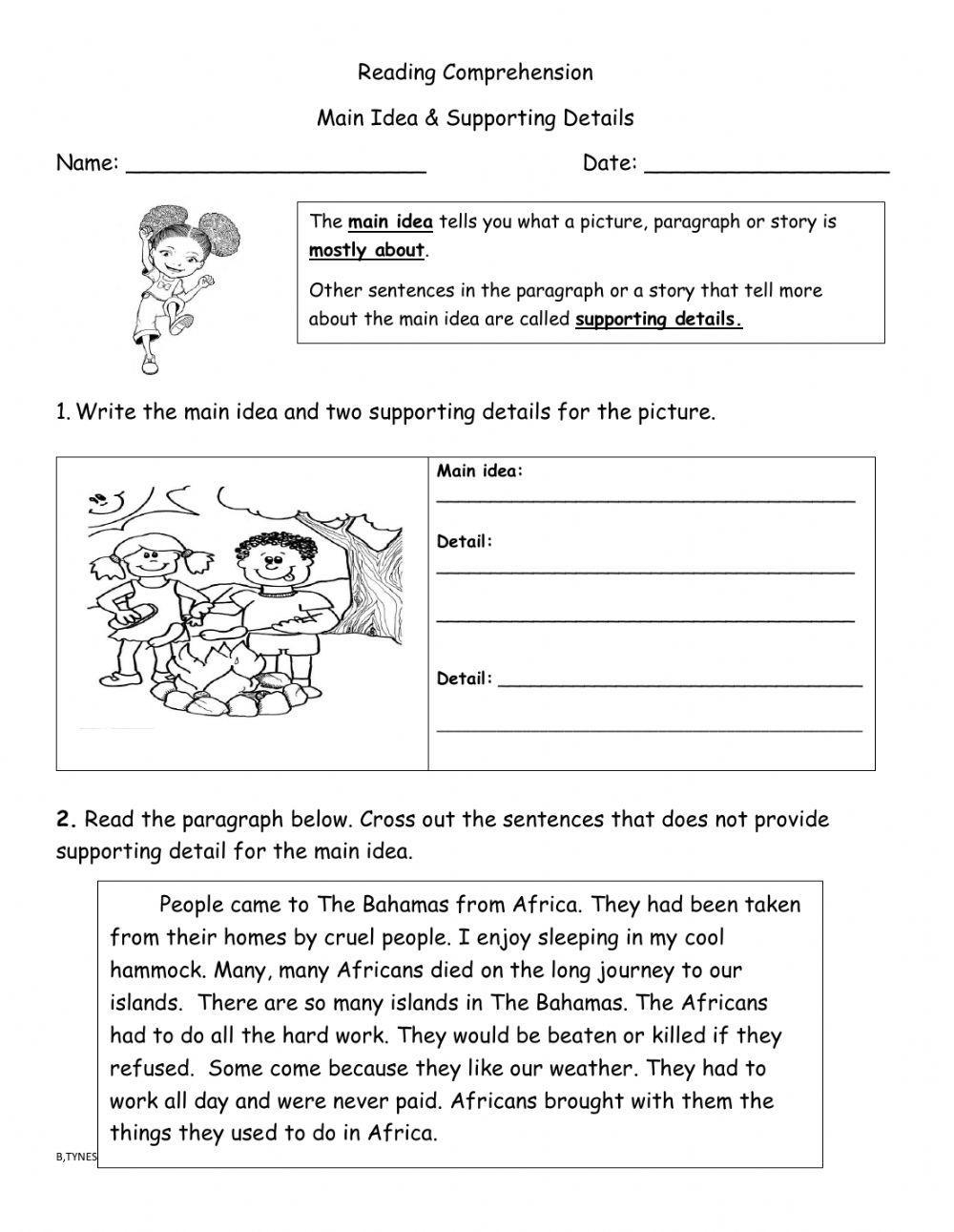 Main Idea And Supporting Details 2 Worksheet Live Worksheets Worksheets Library