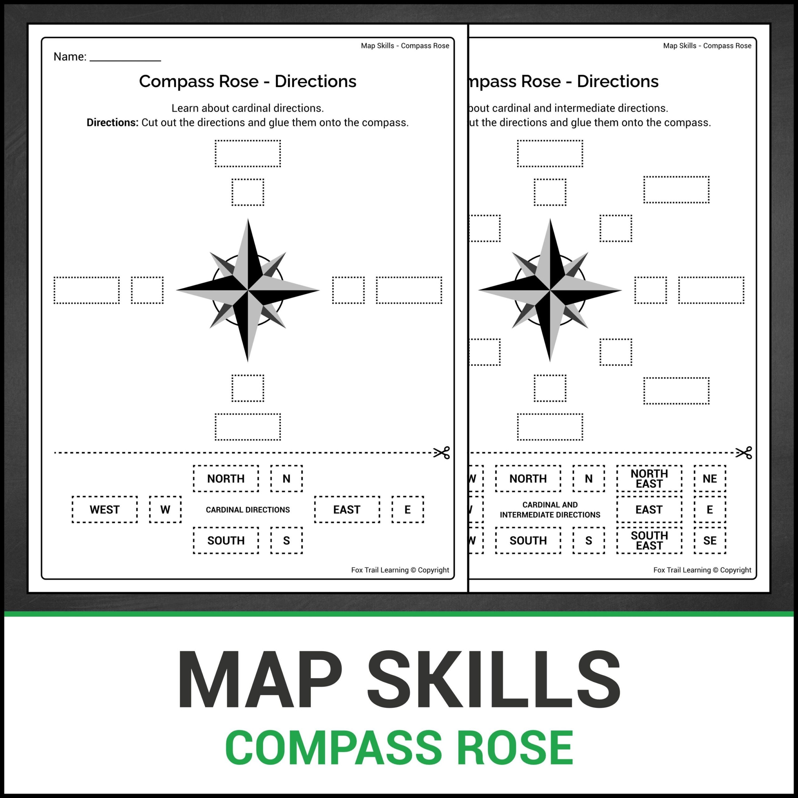 Map Skills Compass Rose Cardinal And Intermediate Directions 