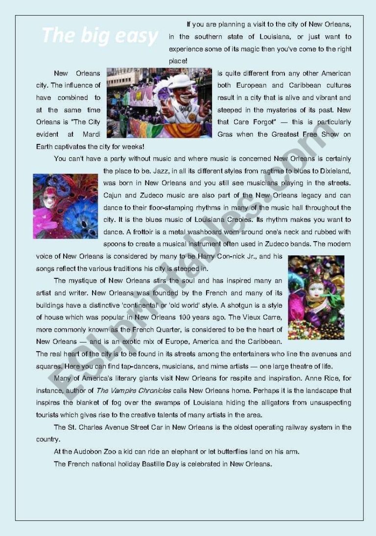 Mardi Gras ESL Worksheet By Derblume