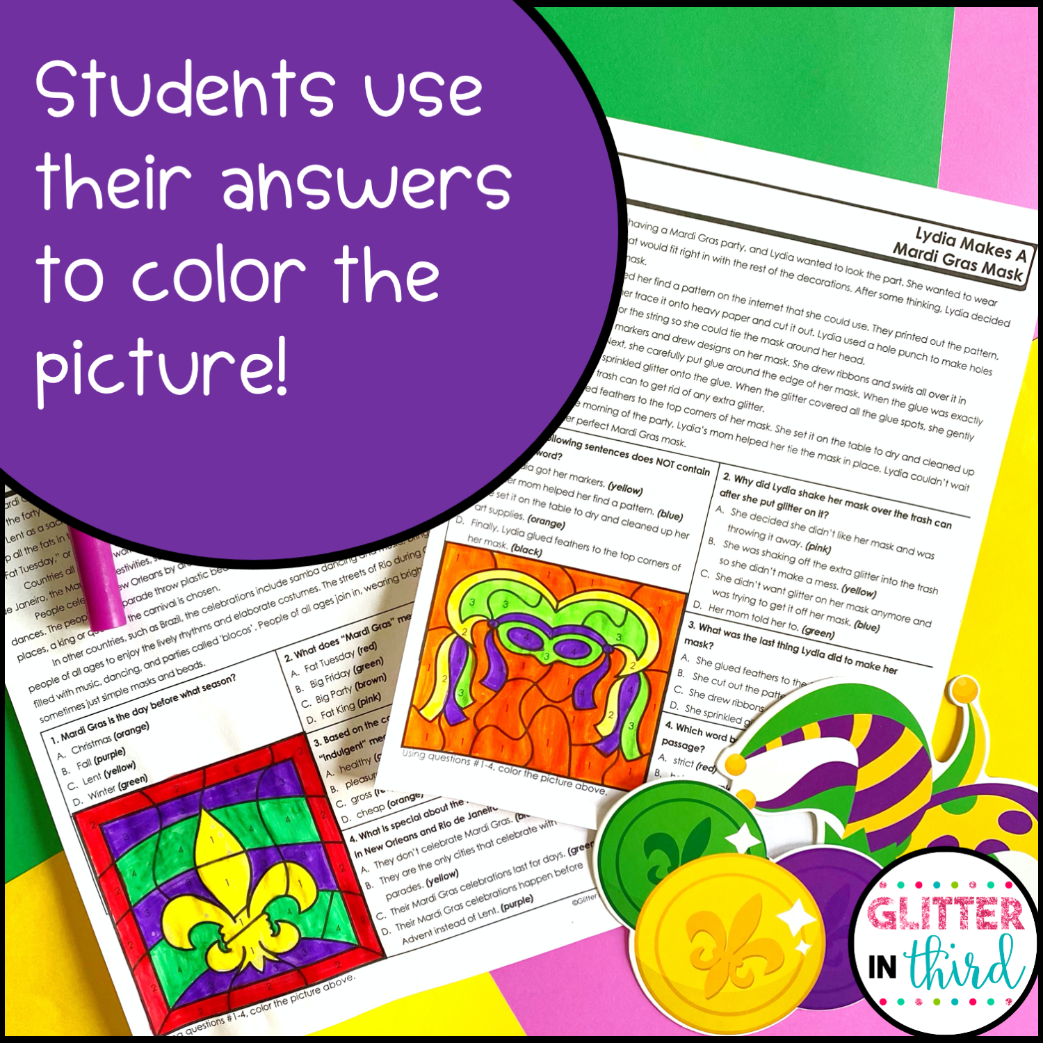 Free Mardi Gras Reading Comprehension Worksheets