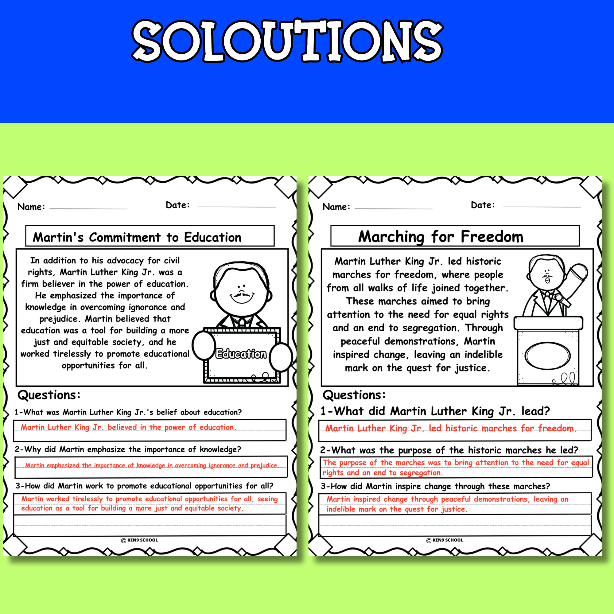Martin Luther King Jr Reading Comprehension Passages And Questions