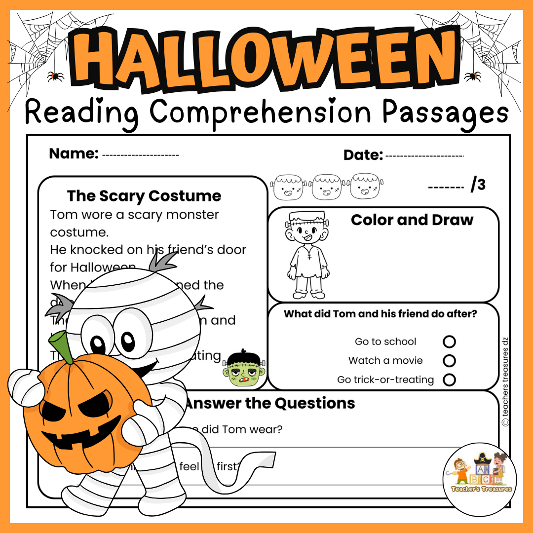 Mash U003e Halloween U003e Halloween Reading Comprehension Passages And Questions K 2nd Grade Worksheets