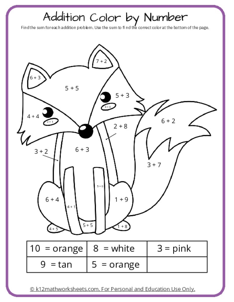 Math Coloring Pages Printable PDFs By K12mathworksheets