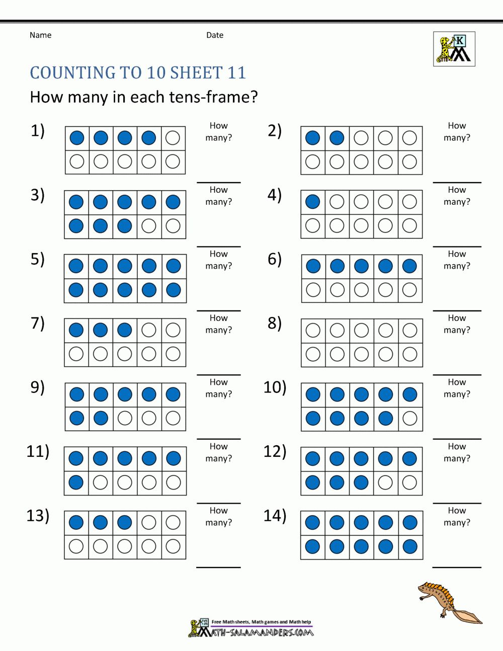 Free Printable Counting Worksheets 1-10