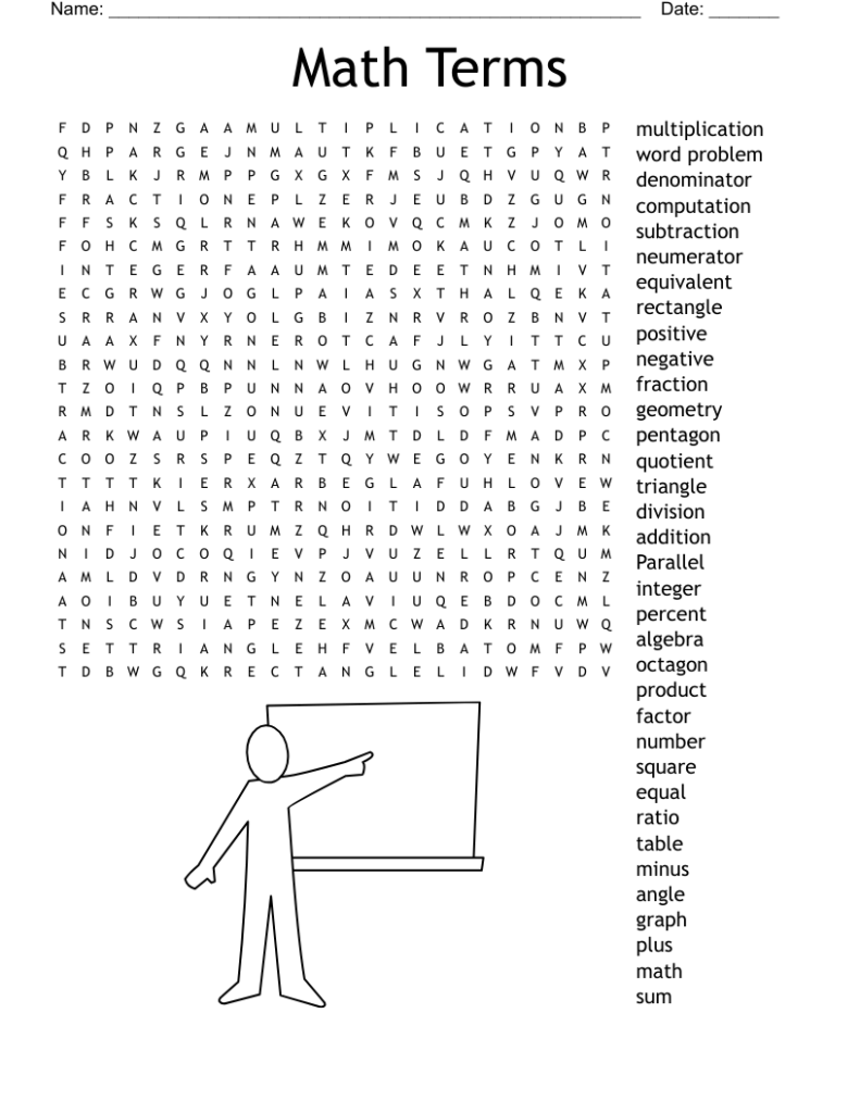 Free Printable Math Word Search Worksheets - Free Printable Worksheets