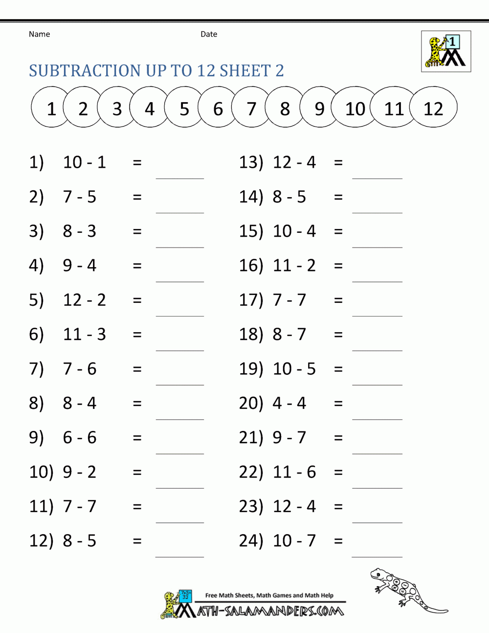 Free Printable Math Worksheets Grade 1