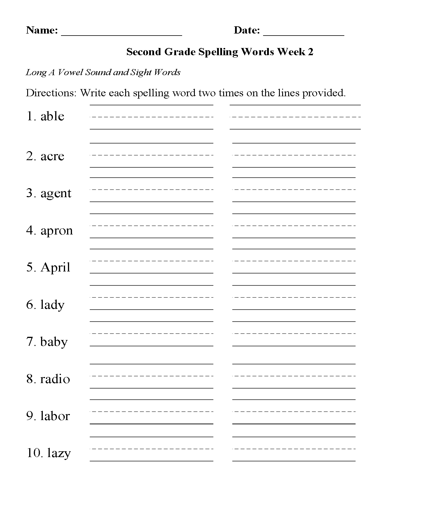 Free Printable Worksheets For 2nd Grade