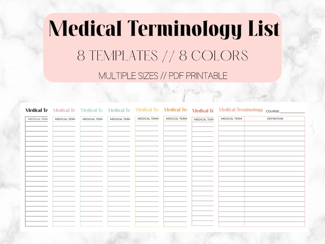Medical Terminology List Medical Terminology Study Note Printable Nursing Notes Nursing Study Notes Nursing Notes Digital Download Etsy
