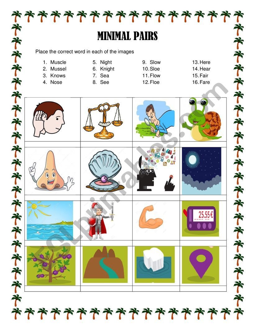 MINIMAL PAIRS ESL Worksheet By ADLIH