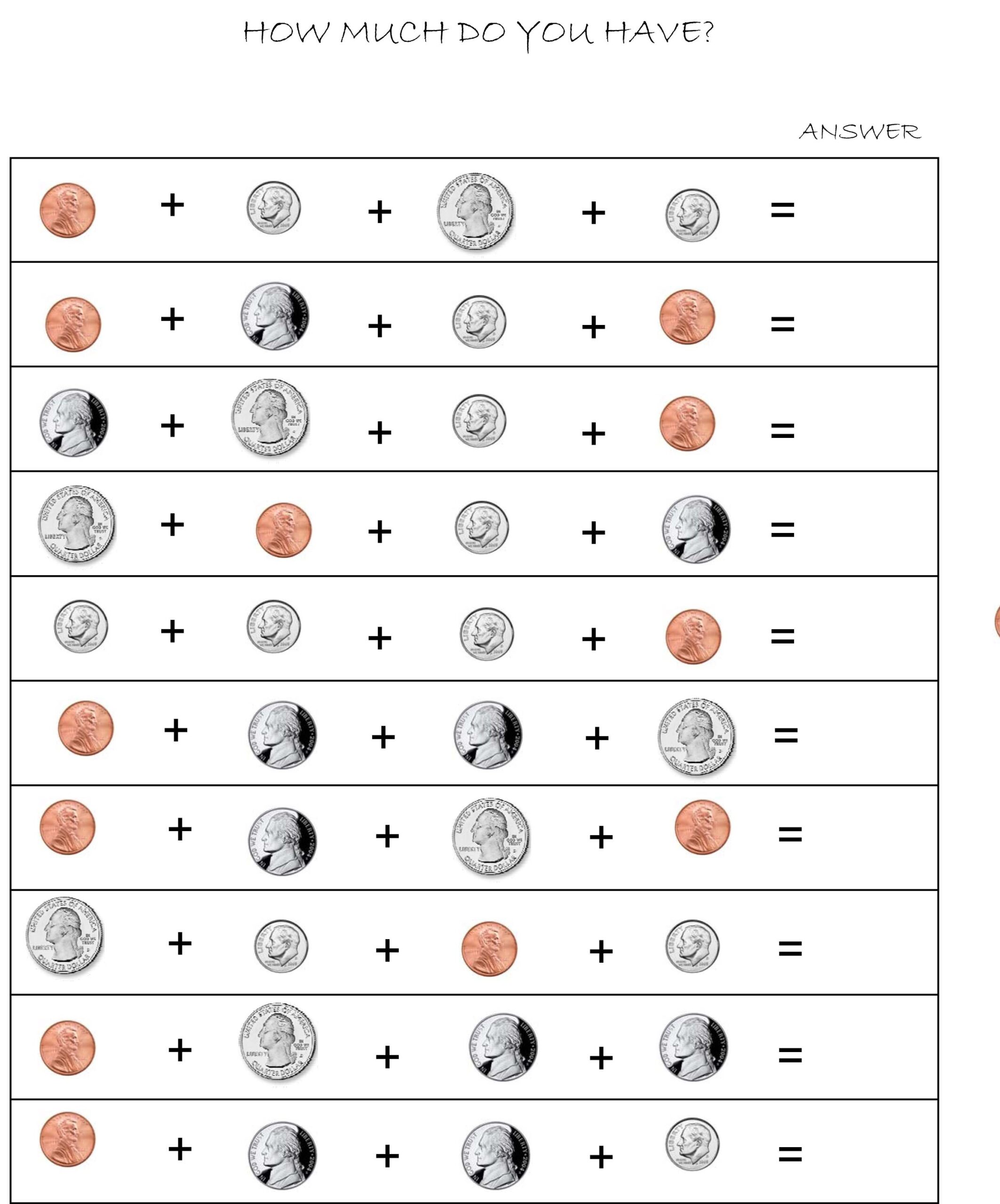 Money Adding Worksheets Counting Money Worksheets