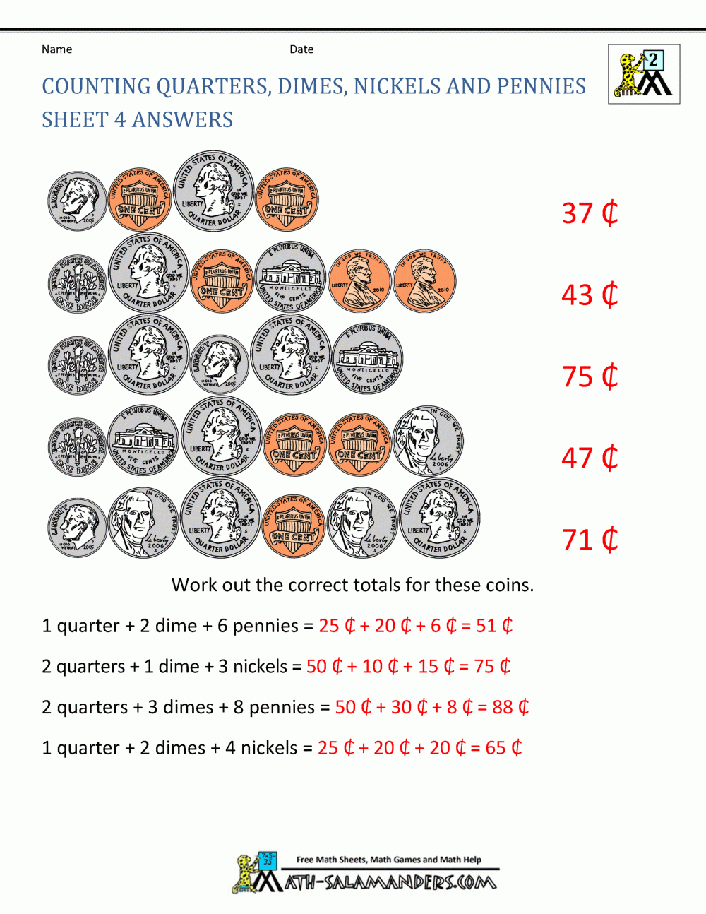 Money Worksheets For 2nd Grade