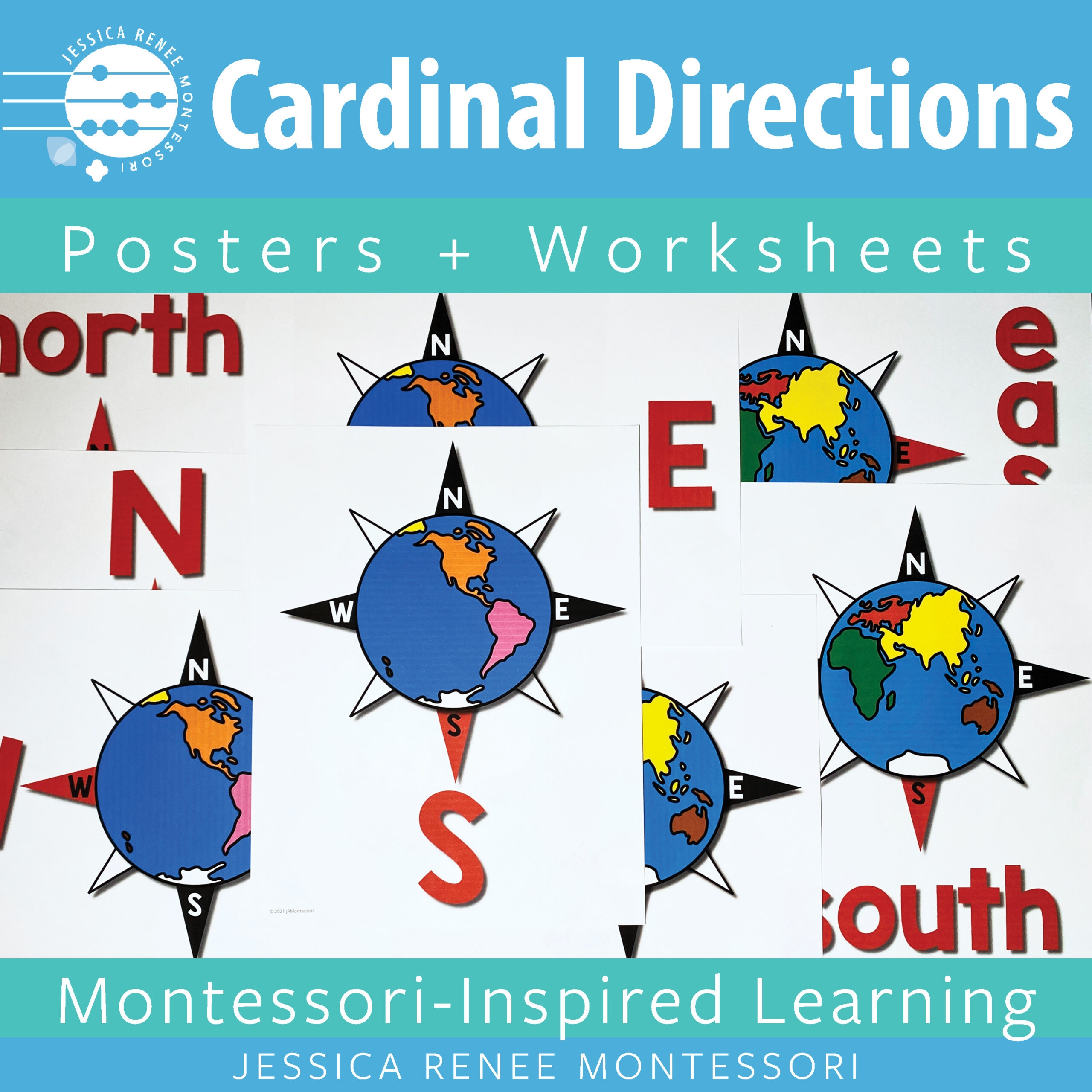 Montessori Geography Cardinal Directions Posters And Worksheets 
