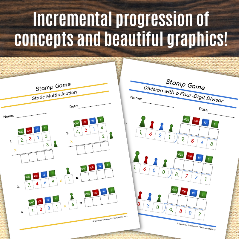 Montessori Stamp Game Worksheets For Elementary Montessori Math 