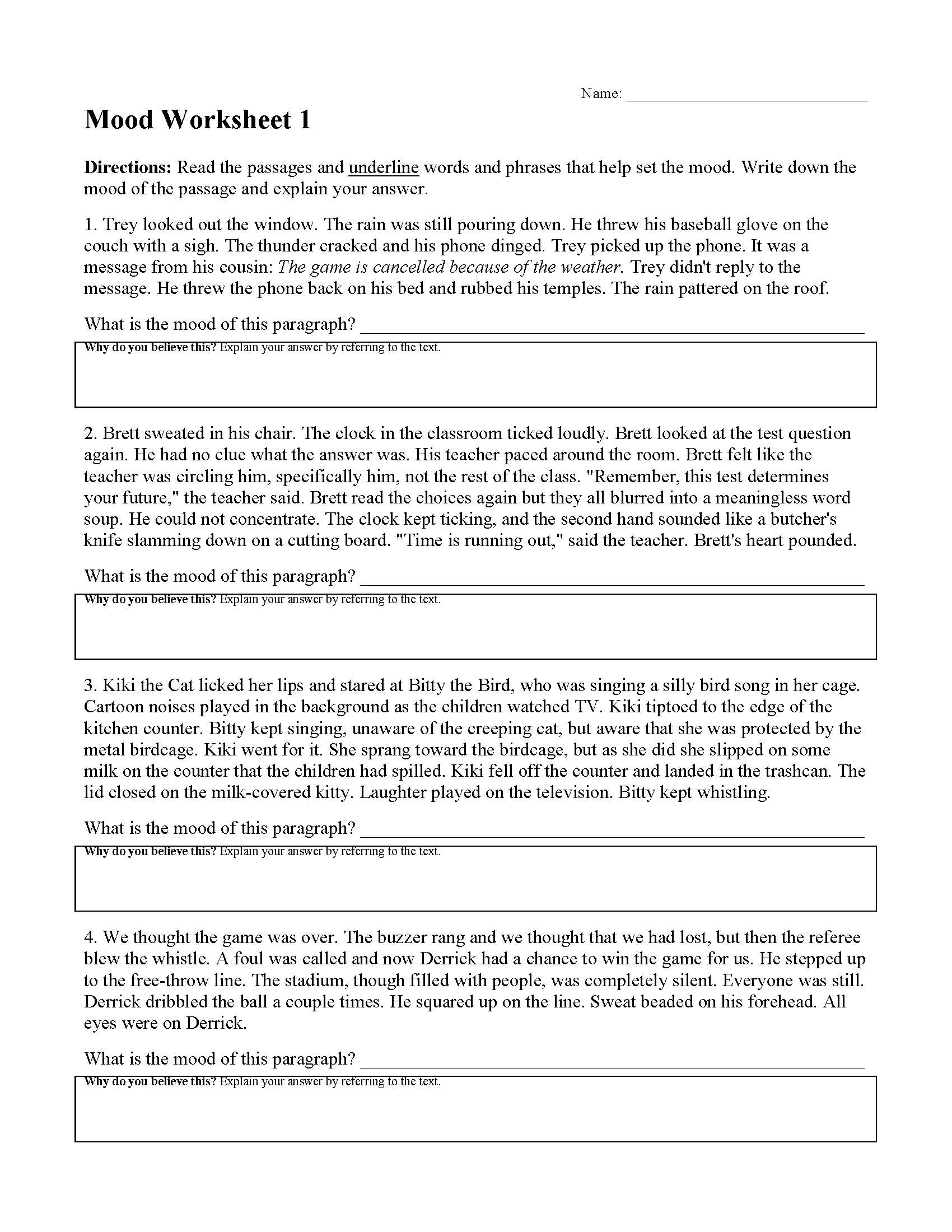 Free Printable Tone Worksheets