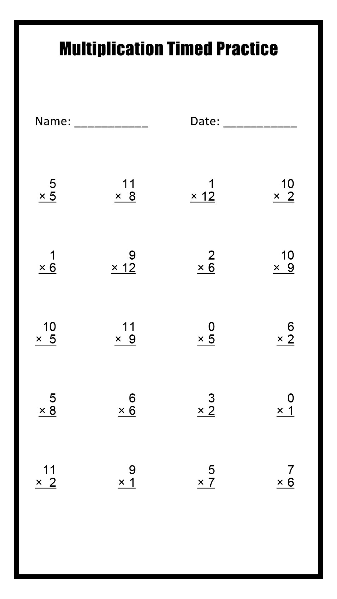 Multiplication Facts 0 3 9 11 U0026 12 Worksheets Grades 3 5 Worksheets Library