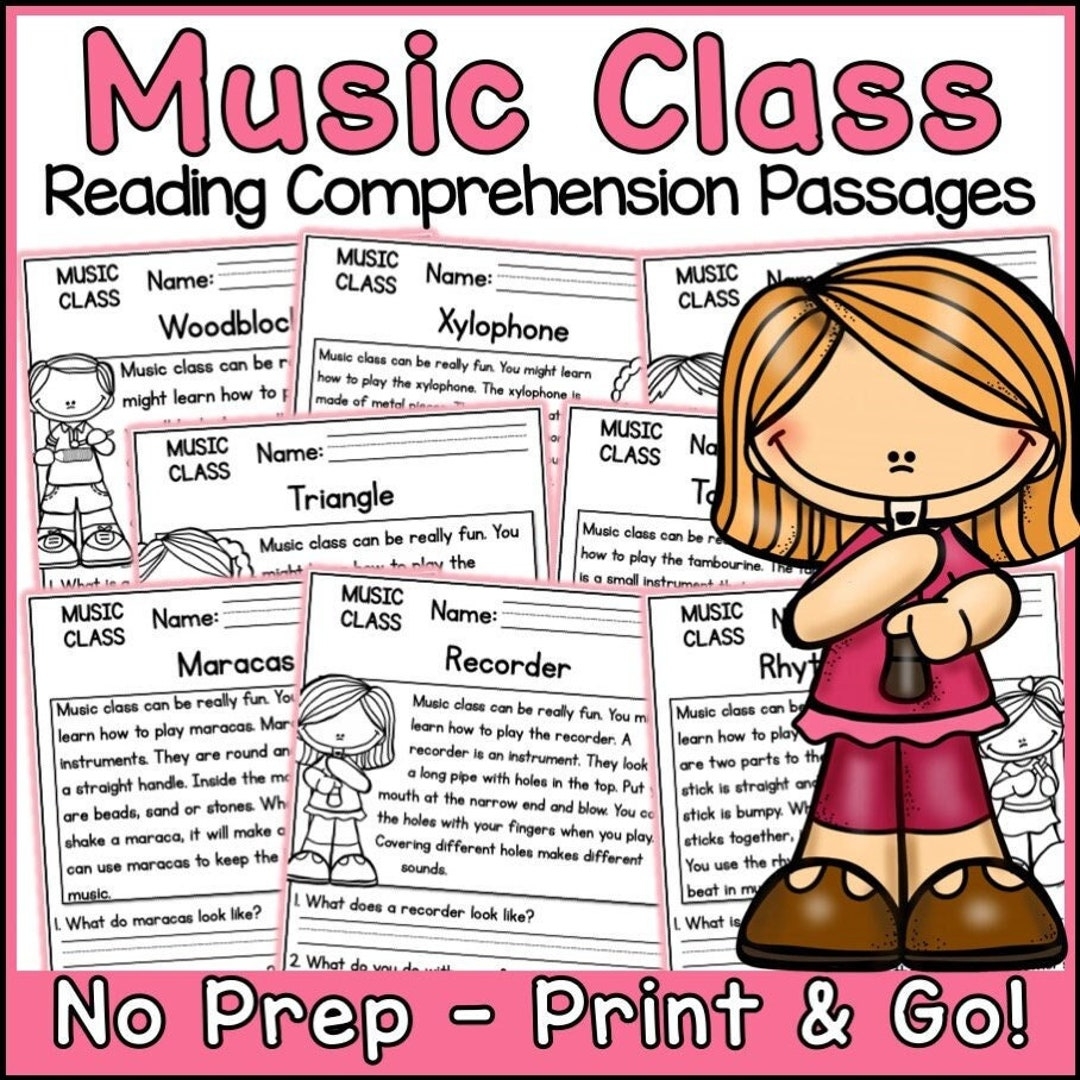 Music Class Reading Comprehension Passages And Questions Back To School Science Printable Worksheets Etsy