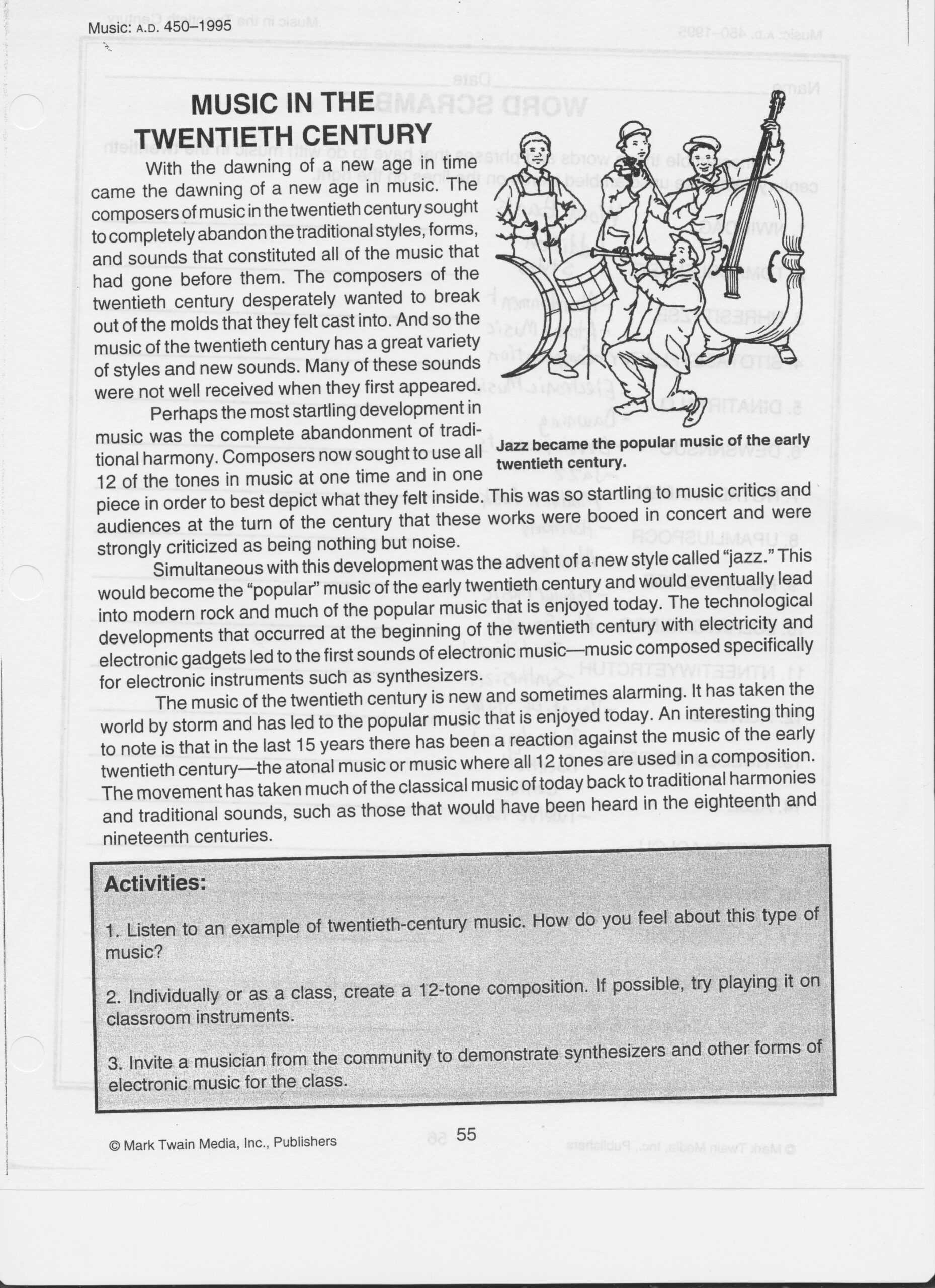 Free Music Reading Comprehension Worksheets