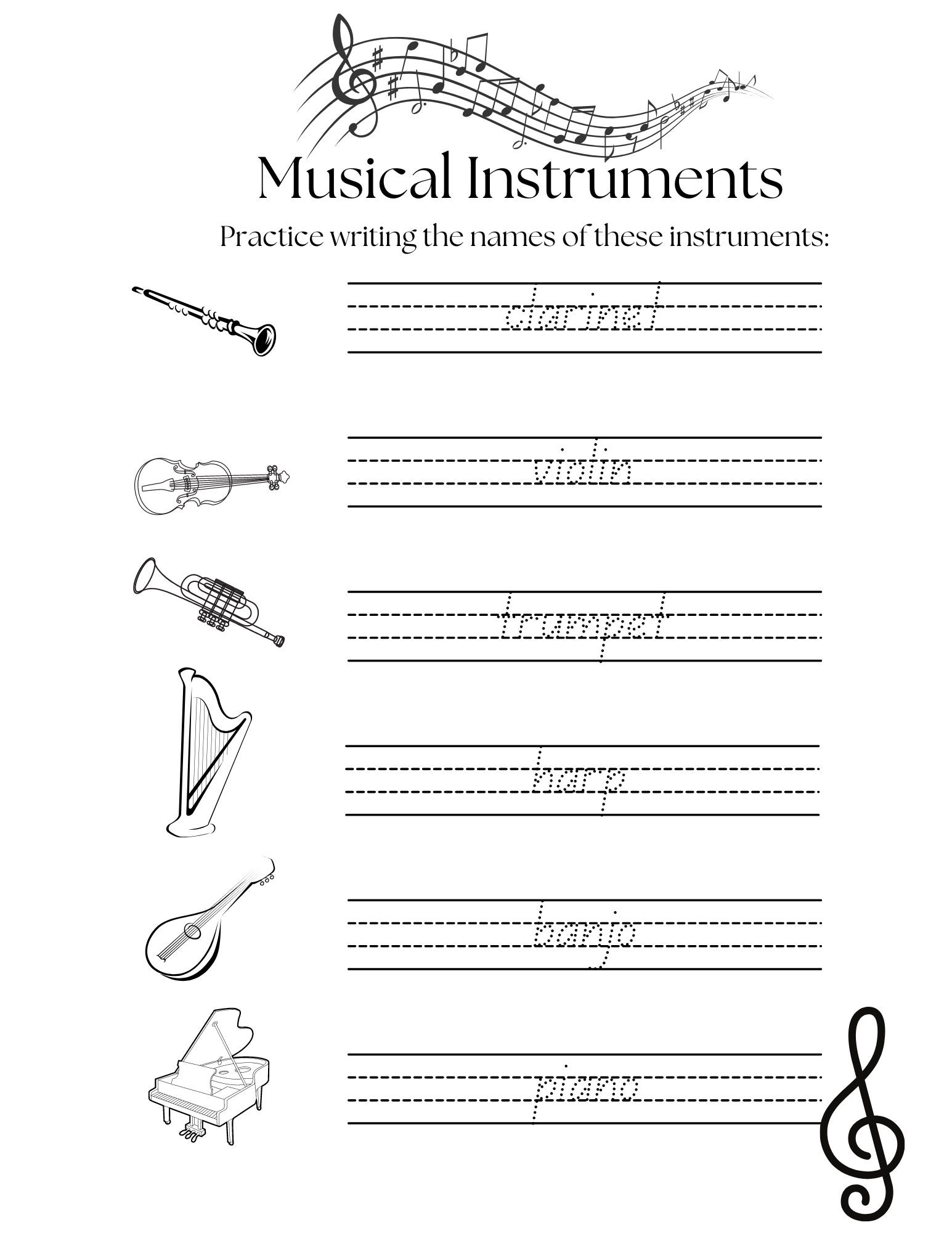 Free Printable Preschool Music Worksheets