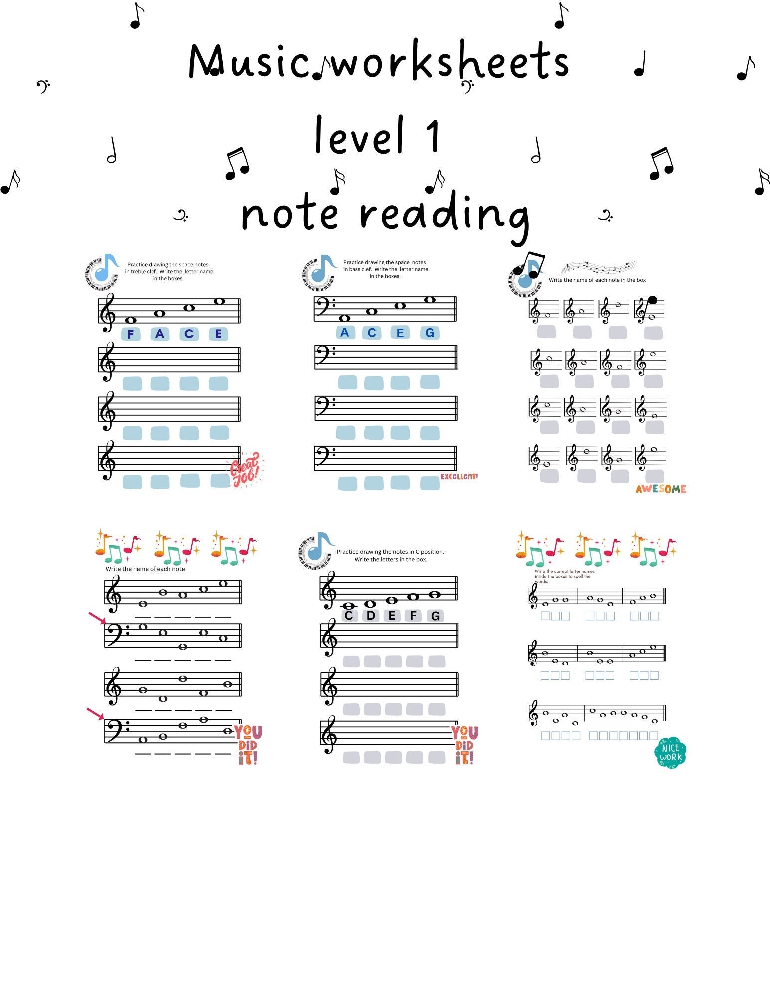 Free Printable Music Note Reading Worksheets