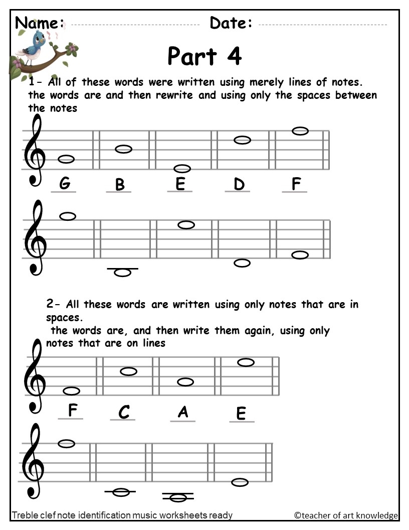 Free Printable Treble Clef Worksheets