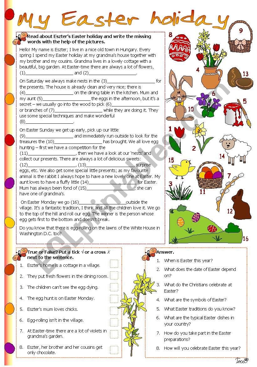 My Easter Holiday ESL Worksheet By Tecus