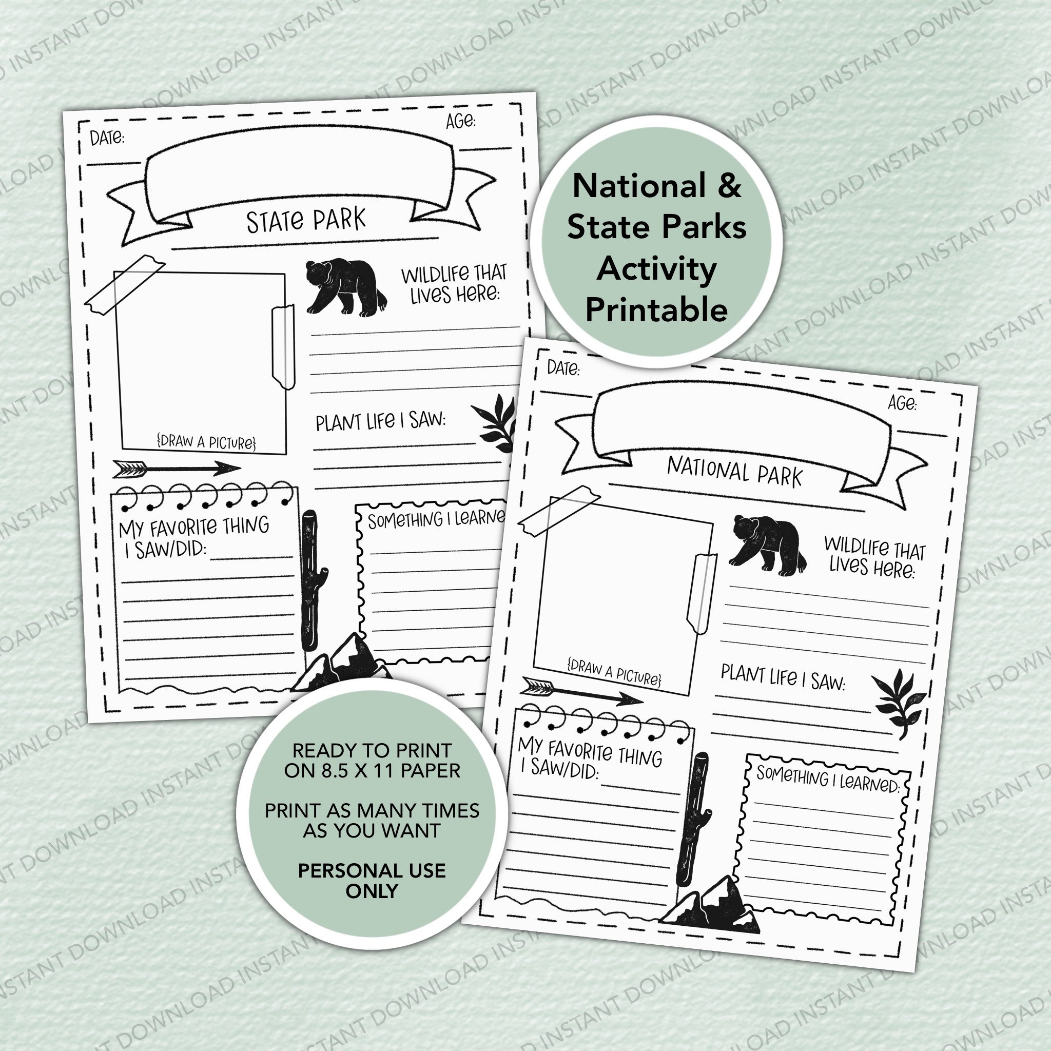 National Park Worksheet National Park Activity Page Road Schooling State Park Worksheet Kids Activity Sheet Kids Travel Worksheet Etsy