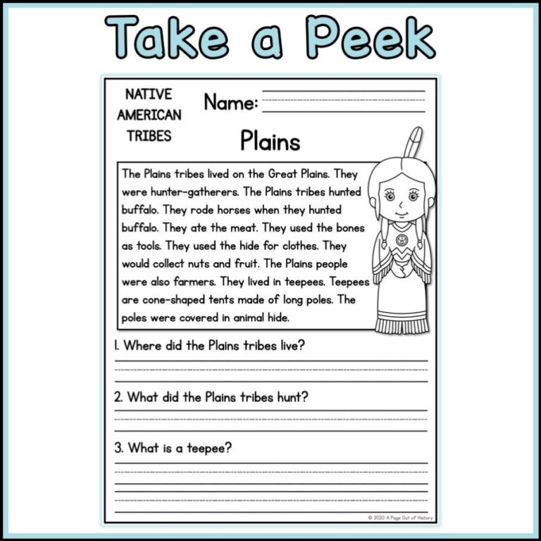 Native American Tribes Reading Comprehension Passages K 2 Homeschool Social Studies Printable Worksheets American History Etsy Hong Kong