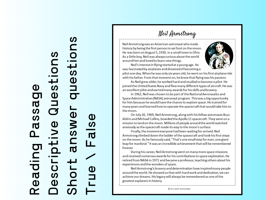 Esl Worksheets Neil Armstrong Reading Comprehension