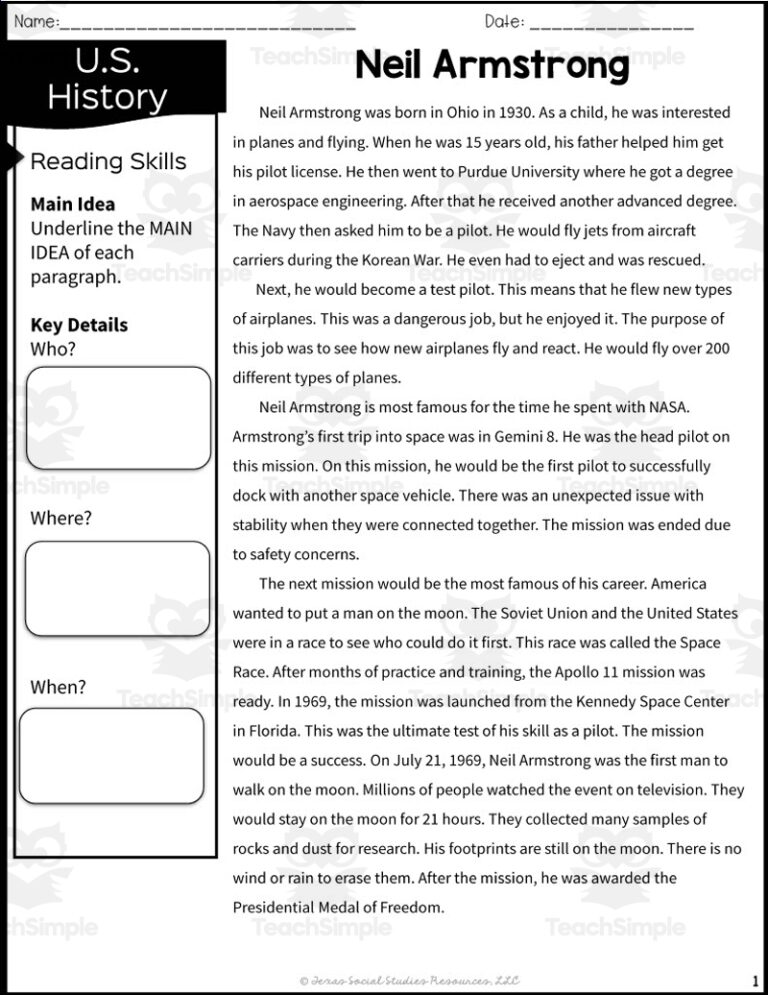 Neil Armstrong Reading Packet