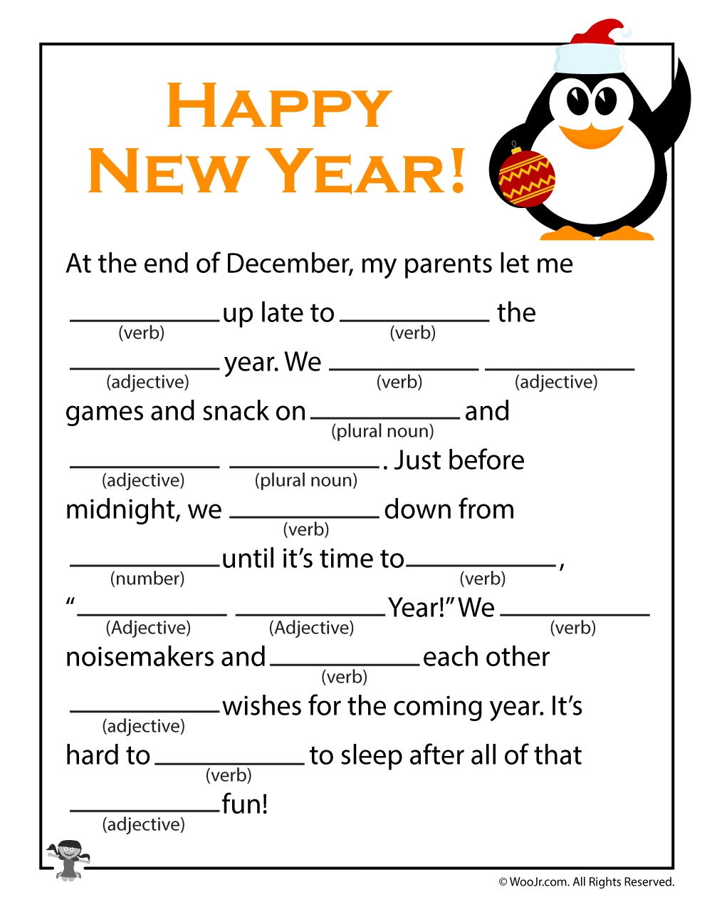 New Year's Worksheets Free Printable