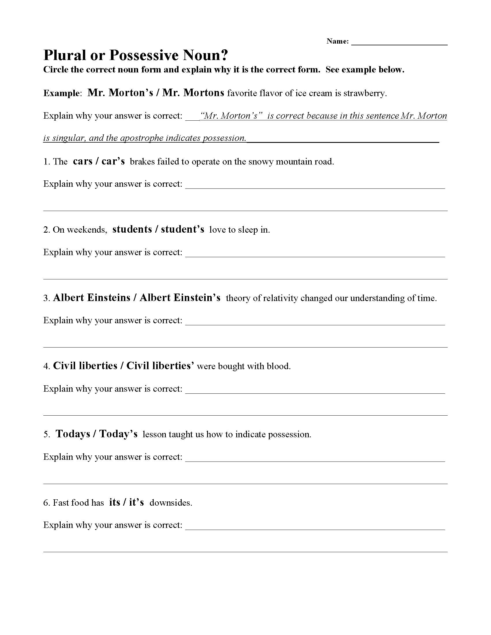 Noun Worksheets Lessons And Tests Parts Of Speech Activities