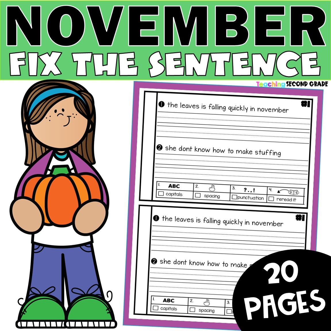 November Fix The Sentence Worksheets Sentence Editing Daily Oral 