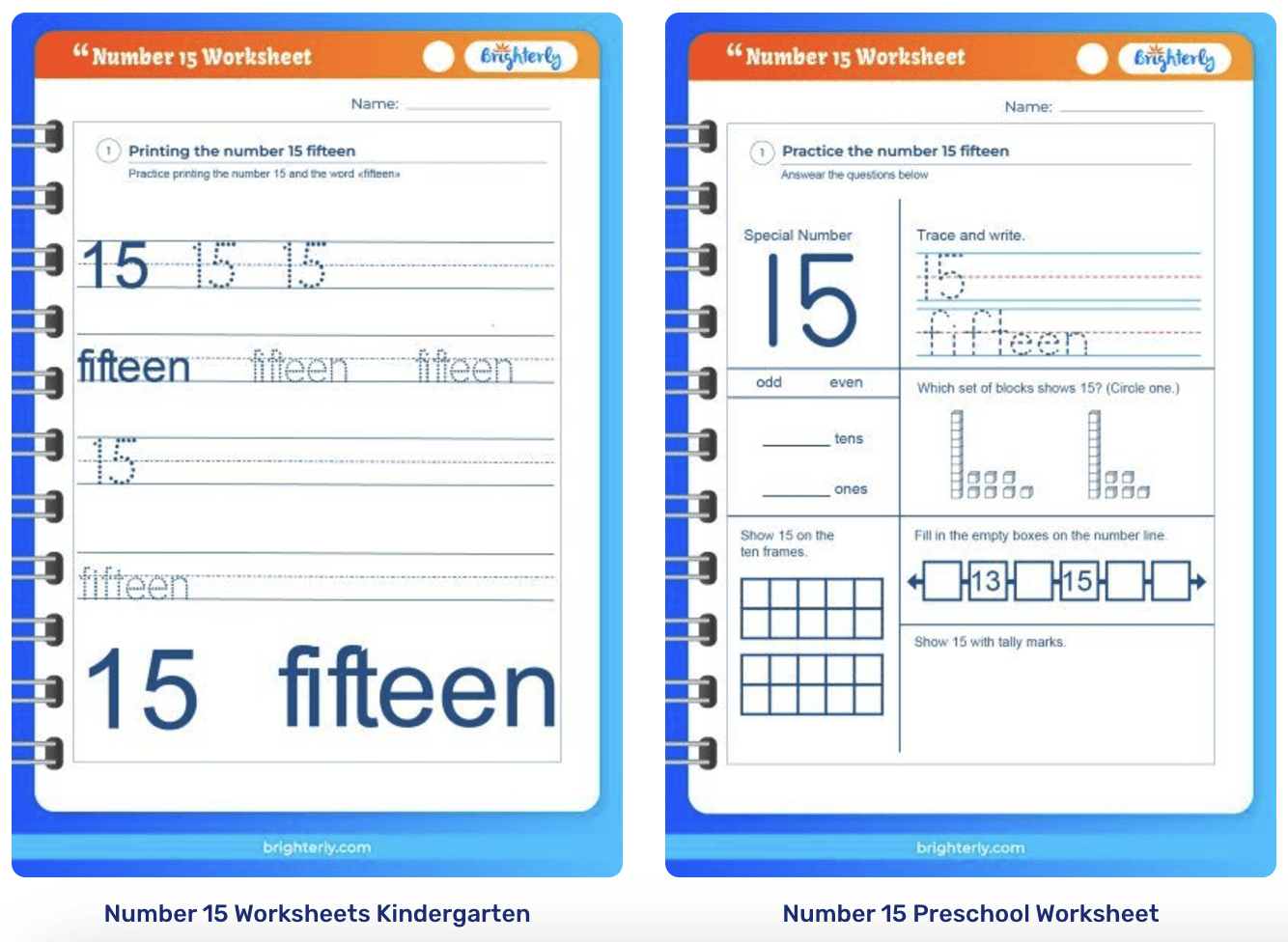 Number 15 Worksheets PDF