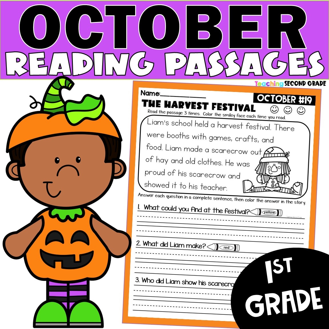 October Reading Passages 1st Grade With Comprehension Questions And Answers