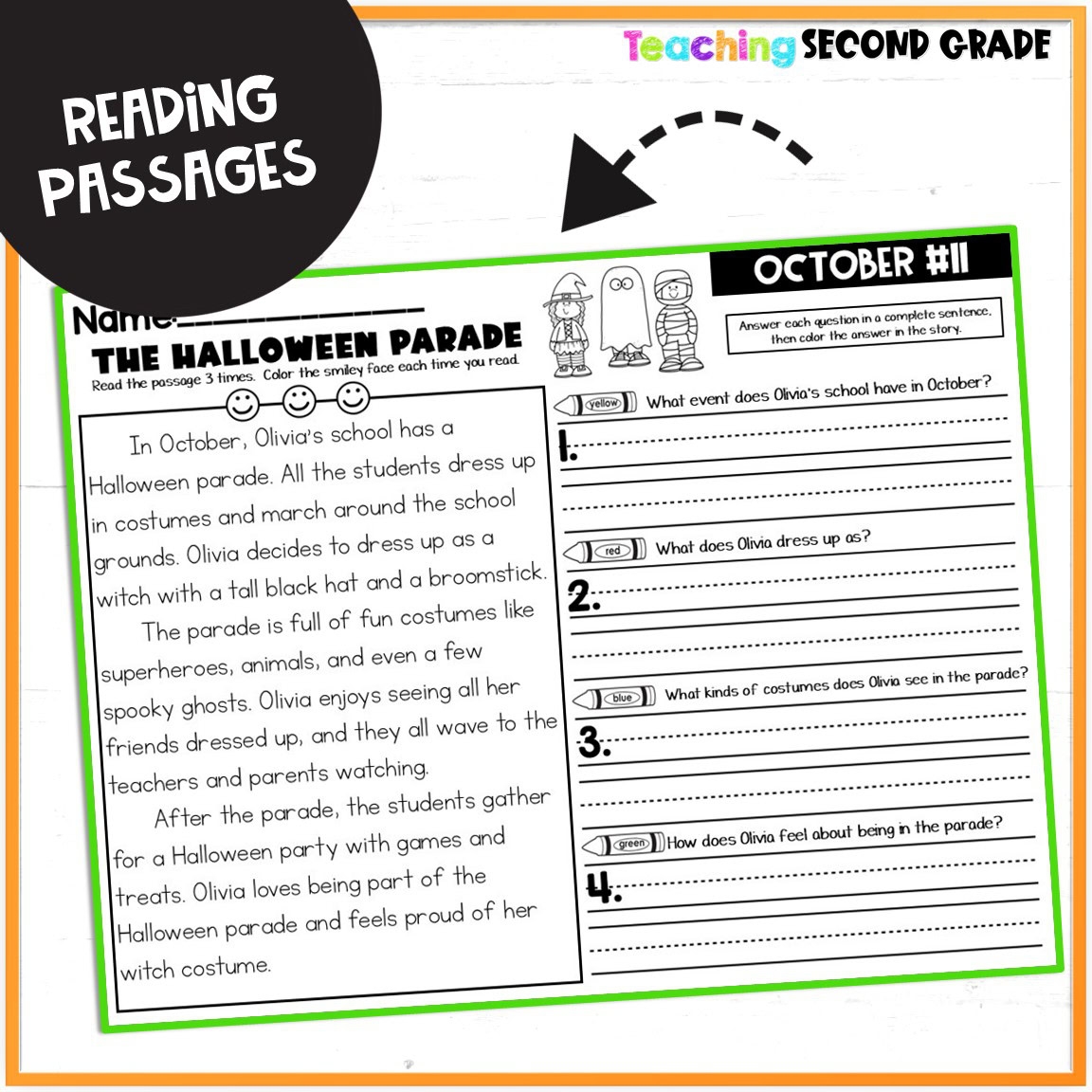 October Reading Passages For 2nd Grade