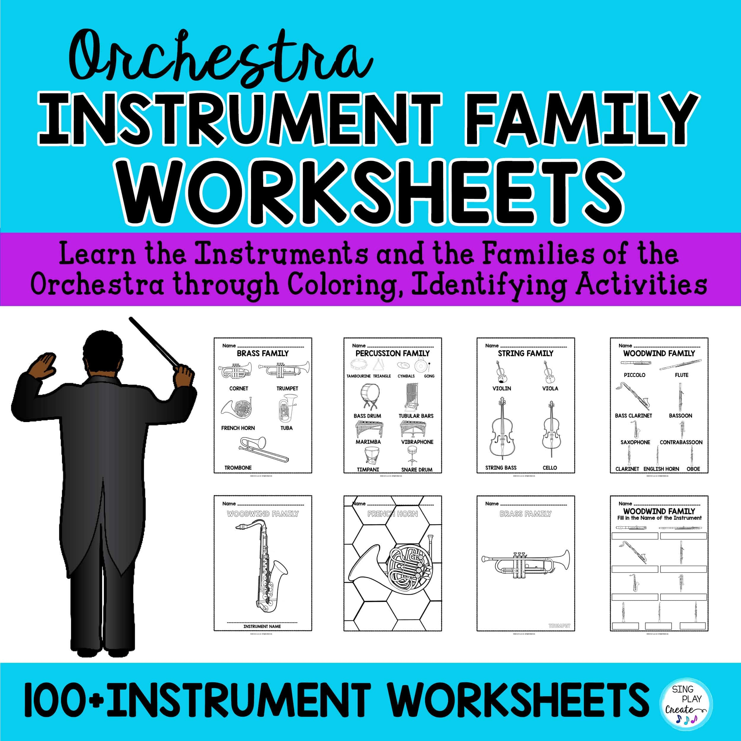 Orchestra Instrument Family Coloring Pages U0026 Worksheets No Prep Activity For Music Education Sing Play Create