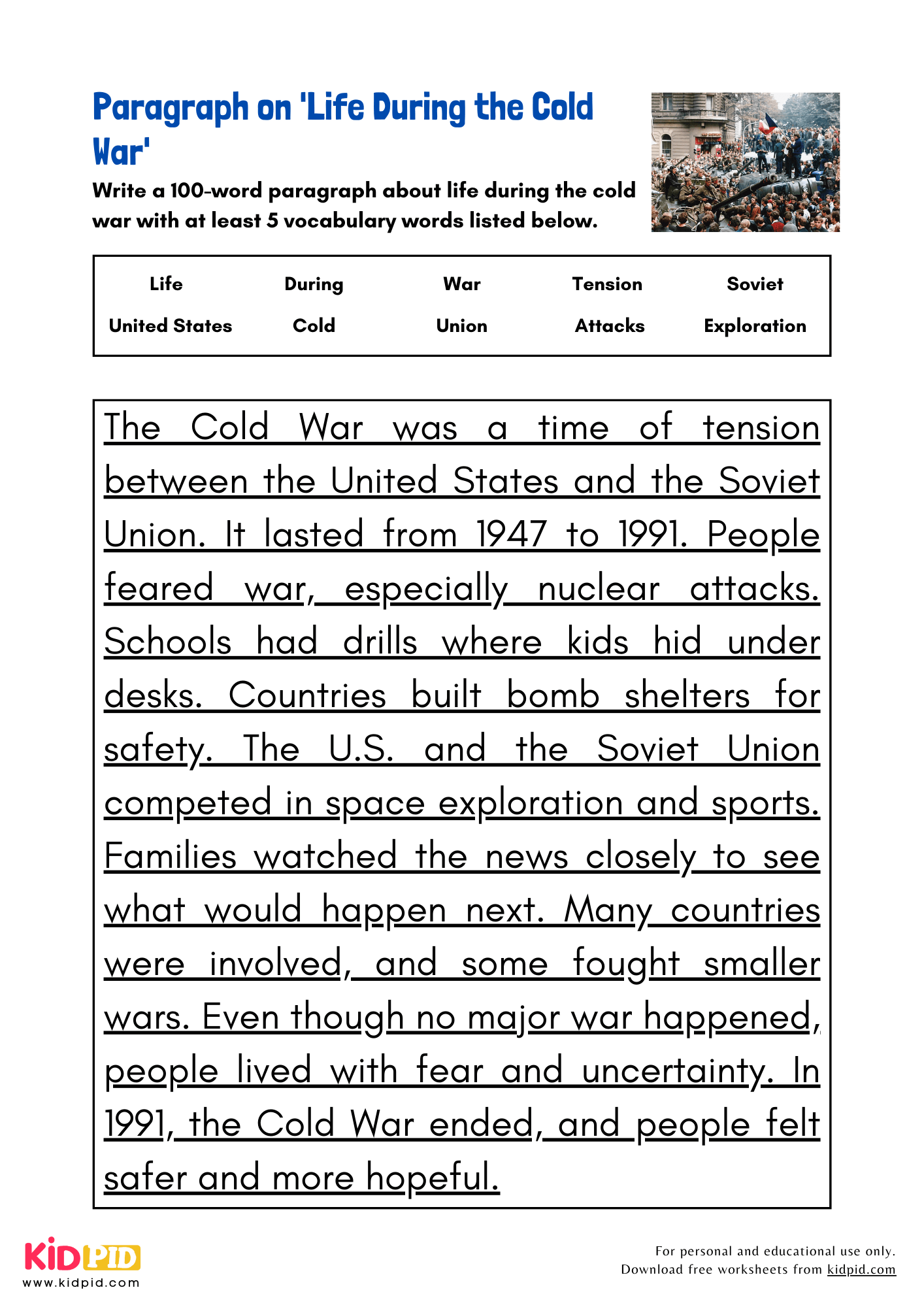 Paragraph On Life During The Cold War Kidpid