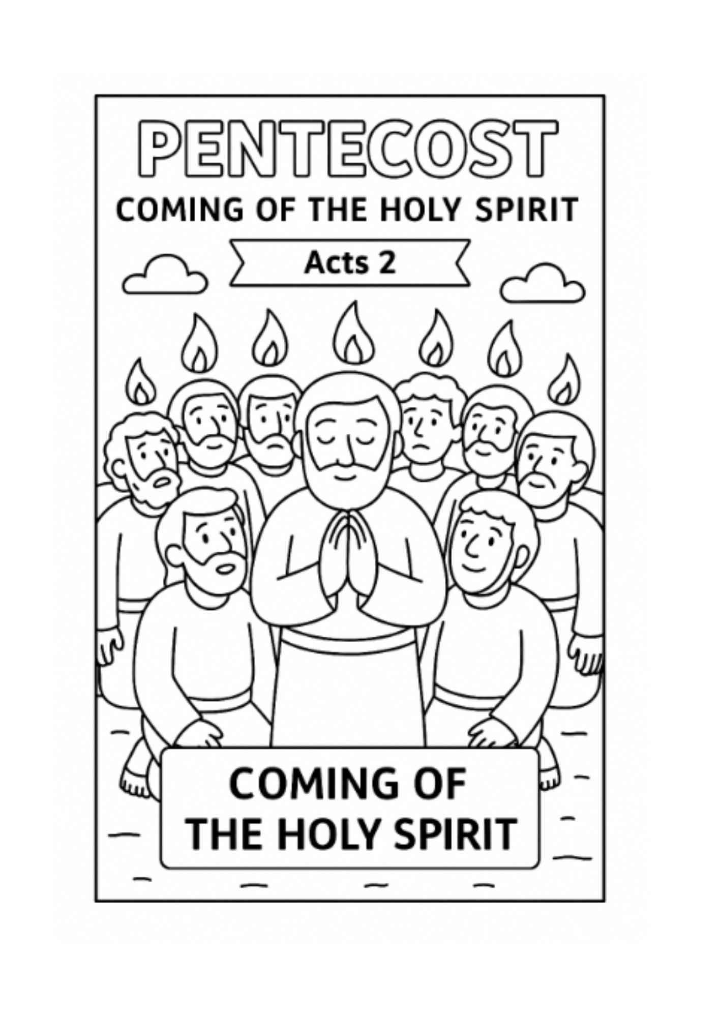 Pentecost Coming Of The Holy Spirit Coloring Page Acts 2 Free Printable For Kids Free Bible Worksheets