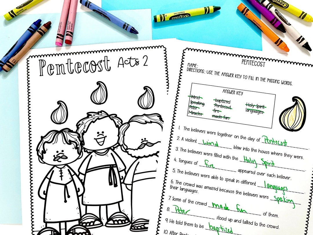 Pentecost Printable Activity Sheets Craft For Sunday School Or Bible Class Print And Go Bible Lesson For Elementary Students Etsy