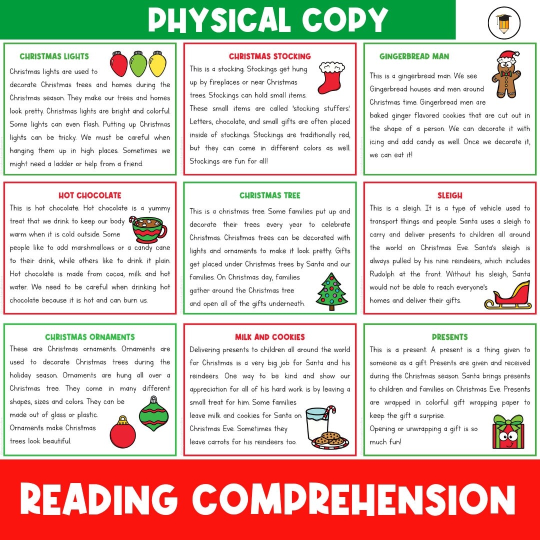 PHYSICAL COPY Christmas Reading Comprehension Christmas 
