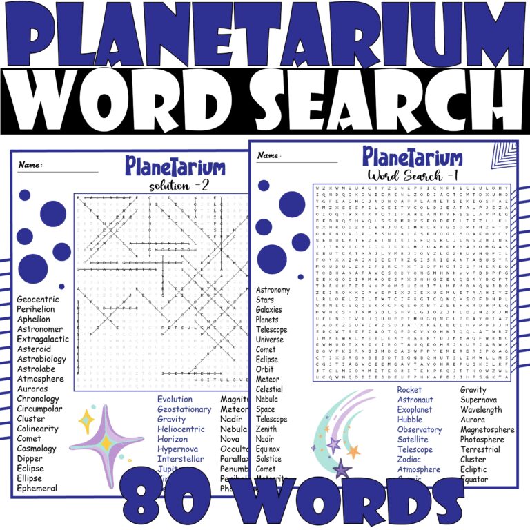 Planetarium Word Search Puzzle Planetarium Word Search Activities Made By Teachers