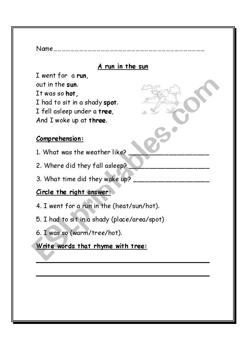 Poetry Comprehension ESL Worksheet By Kristyjak Worksheets Library