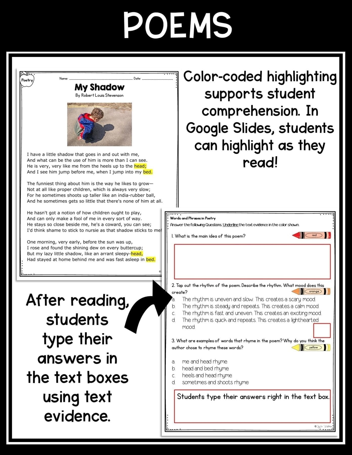 Poetry Words U0026 Phrases Poems Rhyme Alliteration Worksheets 2nd Grade RL 2 4