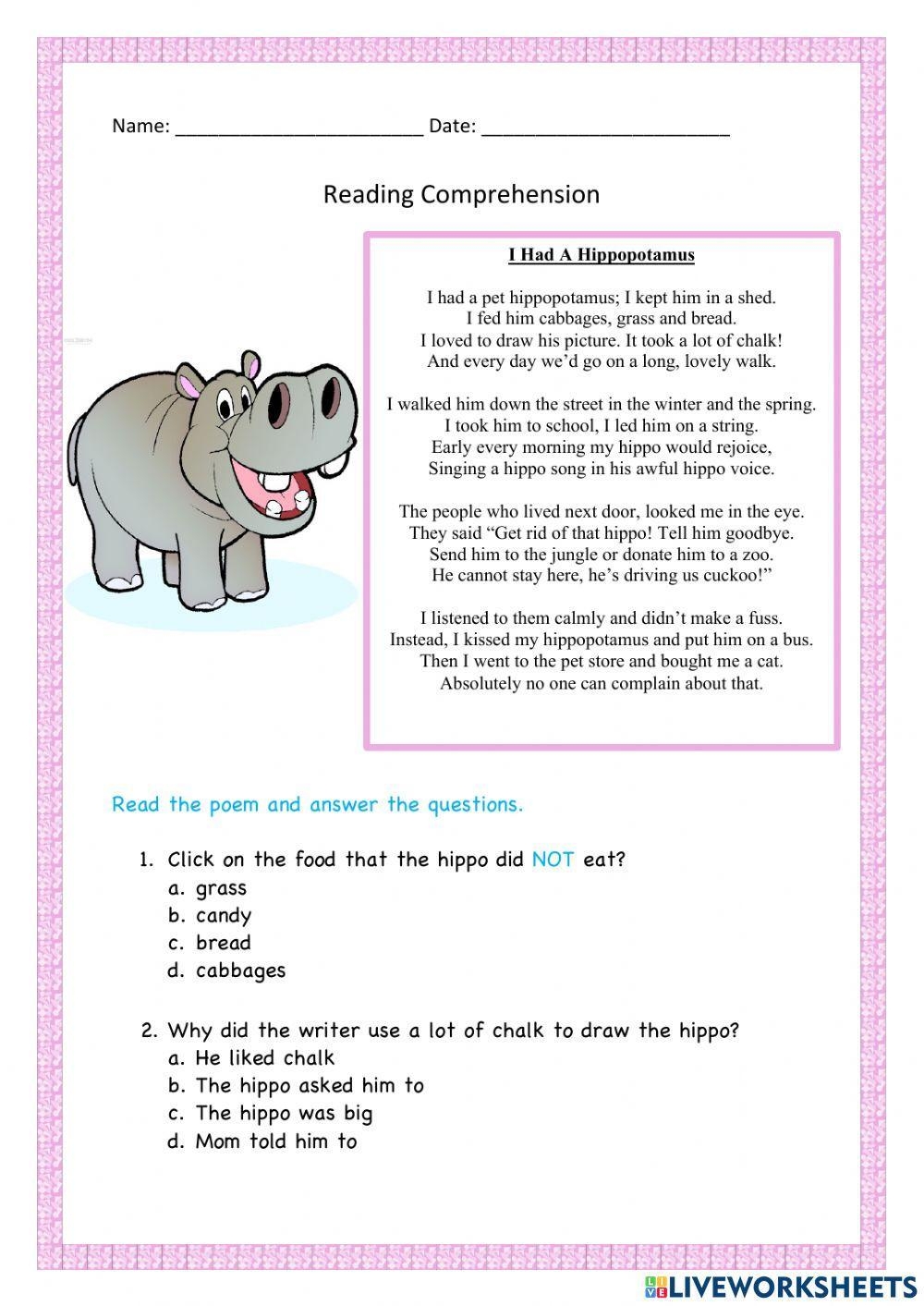 Poetry Worksheet For 3 Live Worksheets Worksheets Library