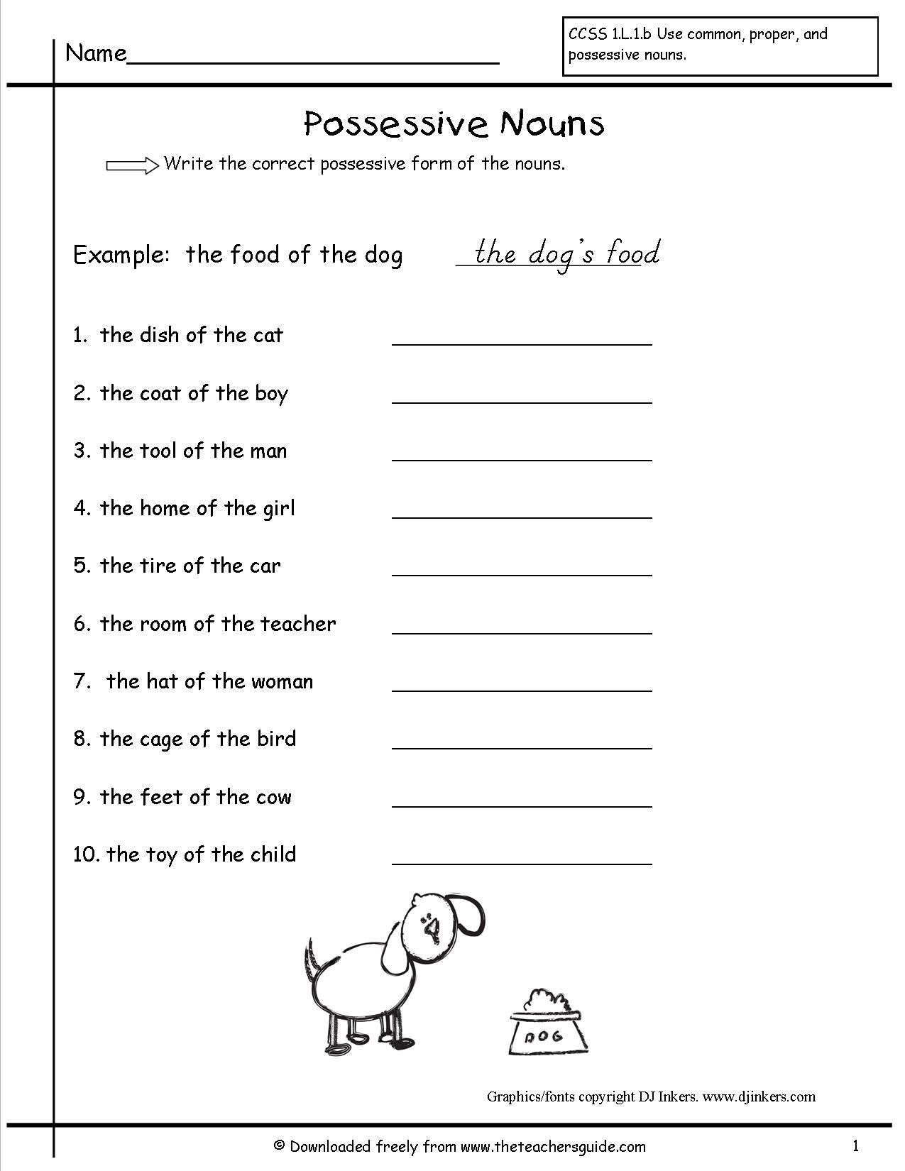 Free Printable Singular Possessive Nouns Worksheets