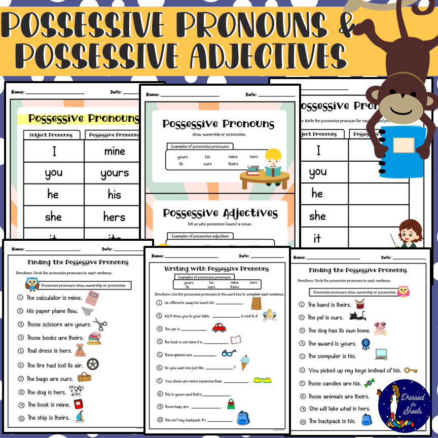 Possessive Pronouns And Possessive Adjectives Made By Teachers