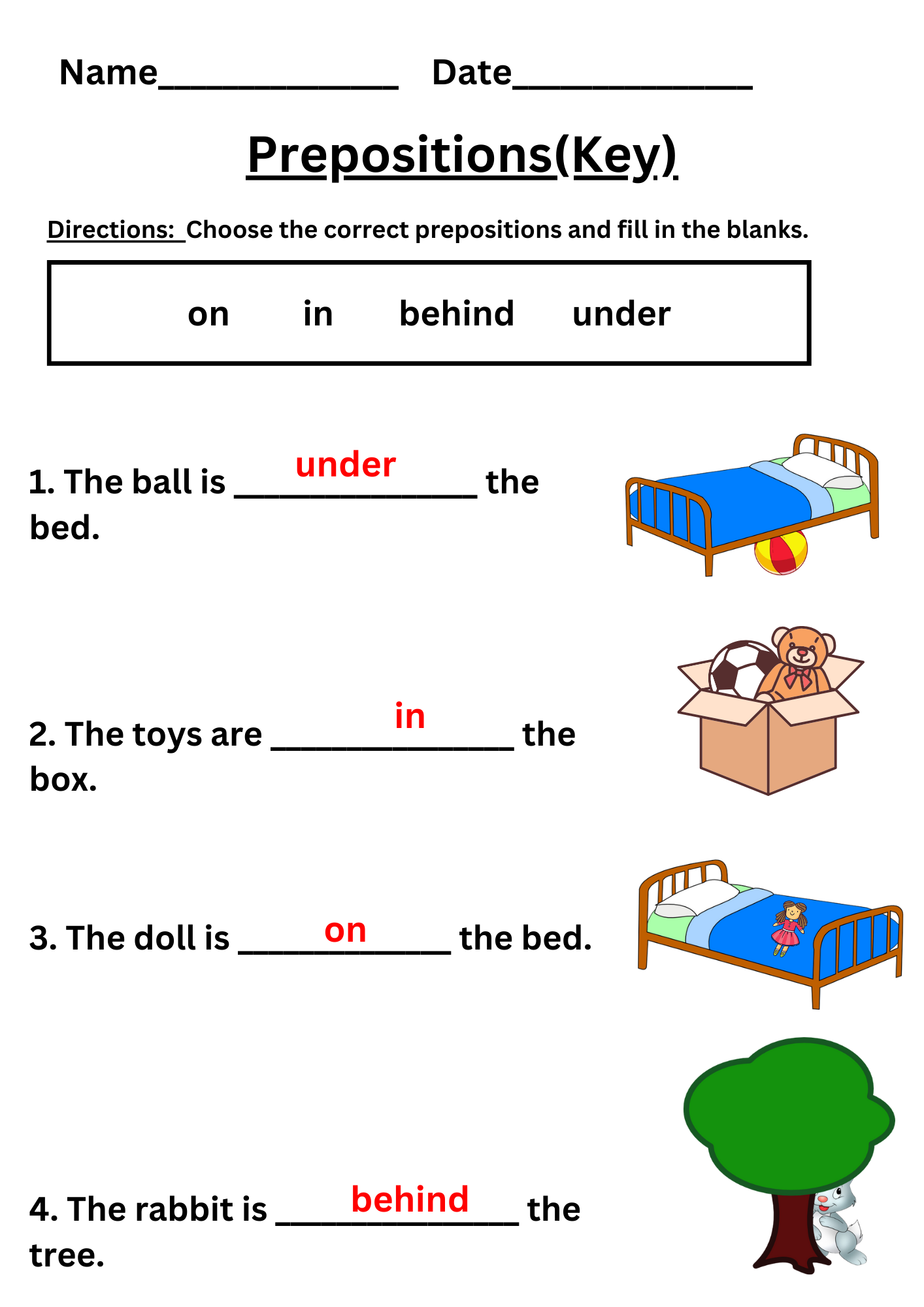 Free Printable Preposition Worksheets With Pictures