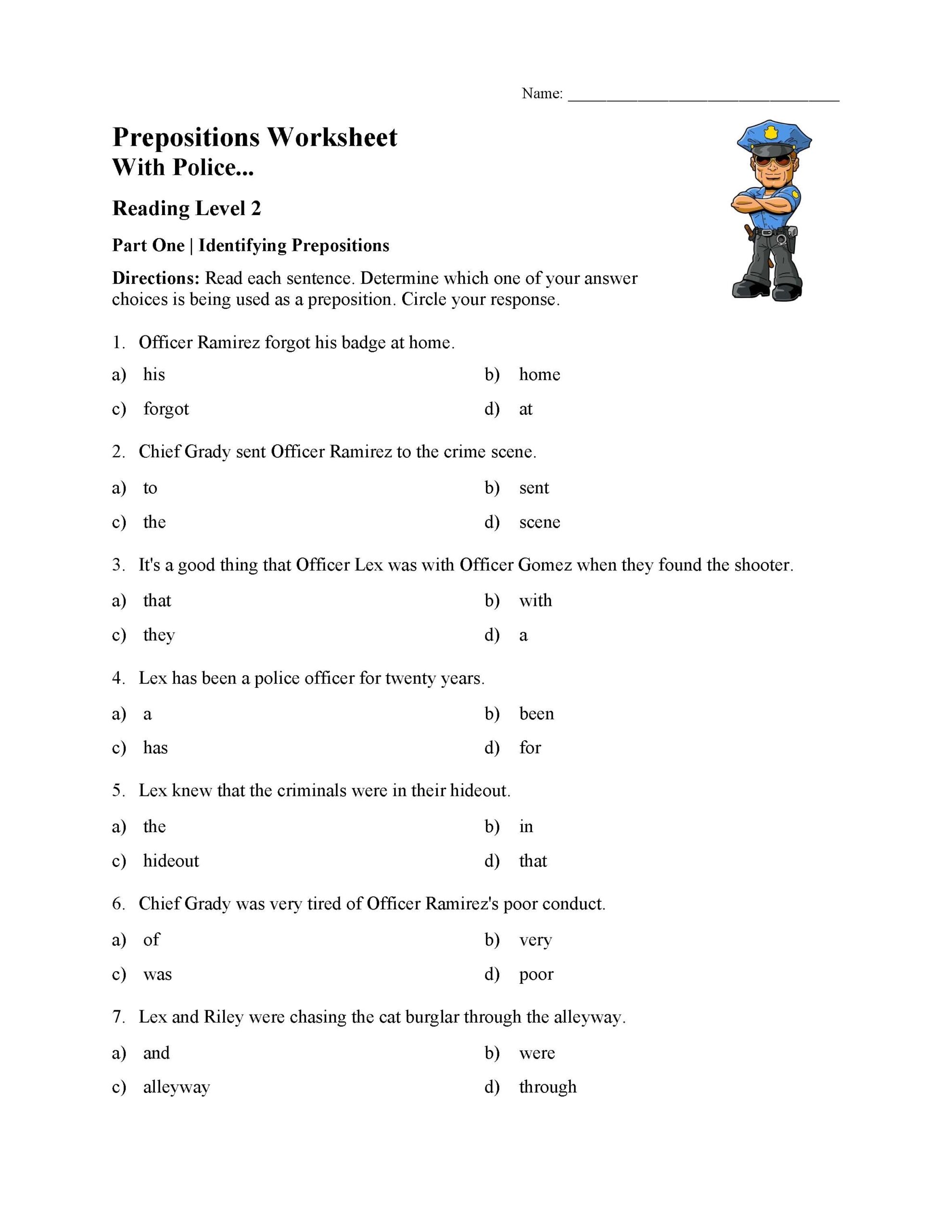 Preposition Worksheets And Activities Parts Of Speech
