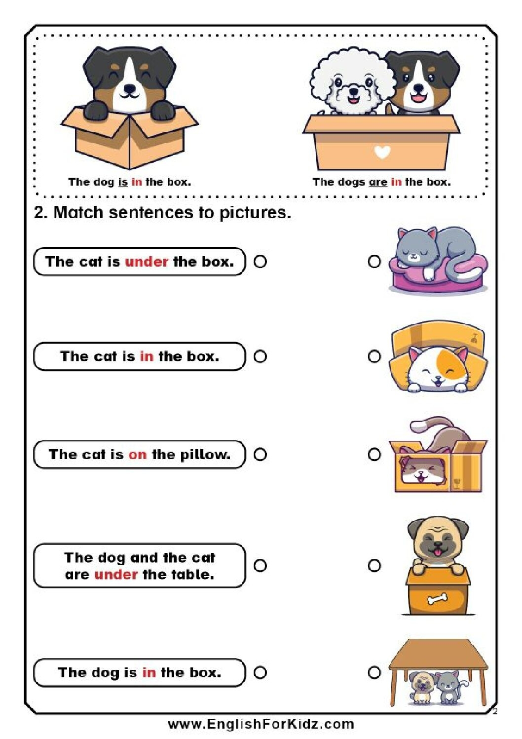 In On Under Free Printable Worksheets