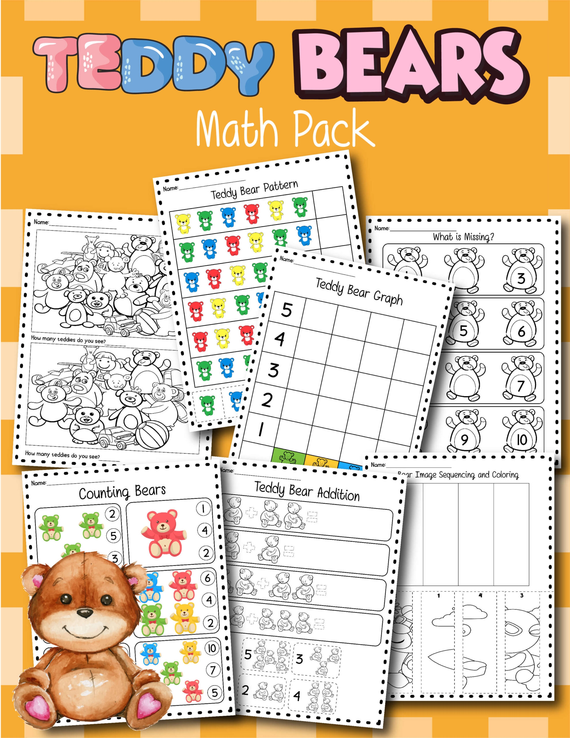 Preschool Math Practice Teddy Bear Printables Heart And Soul 
